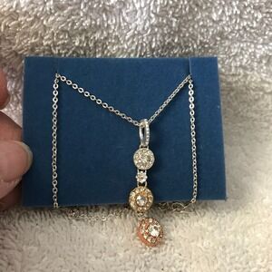Avon Tri Tone Pave Necklace New in Box